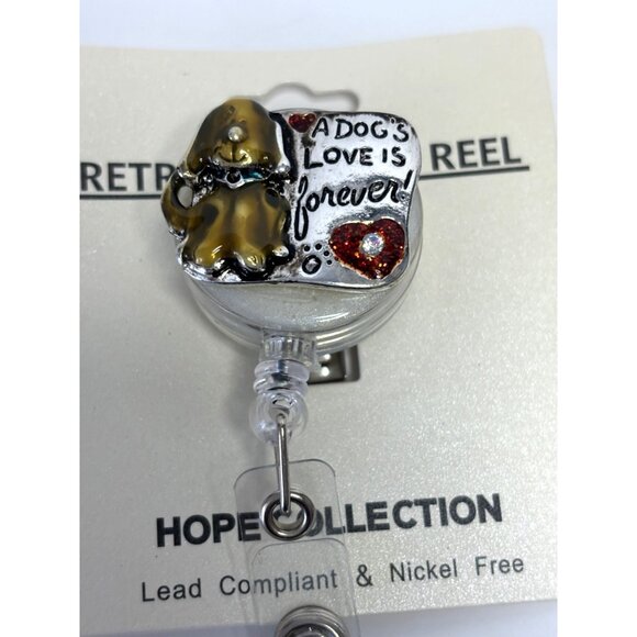 Dog-Themed Retractable ID Badge Reel "A Dogs Love Is Forever" Hope Collection  L - Picture 1 of 2